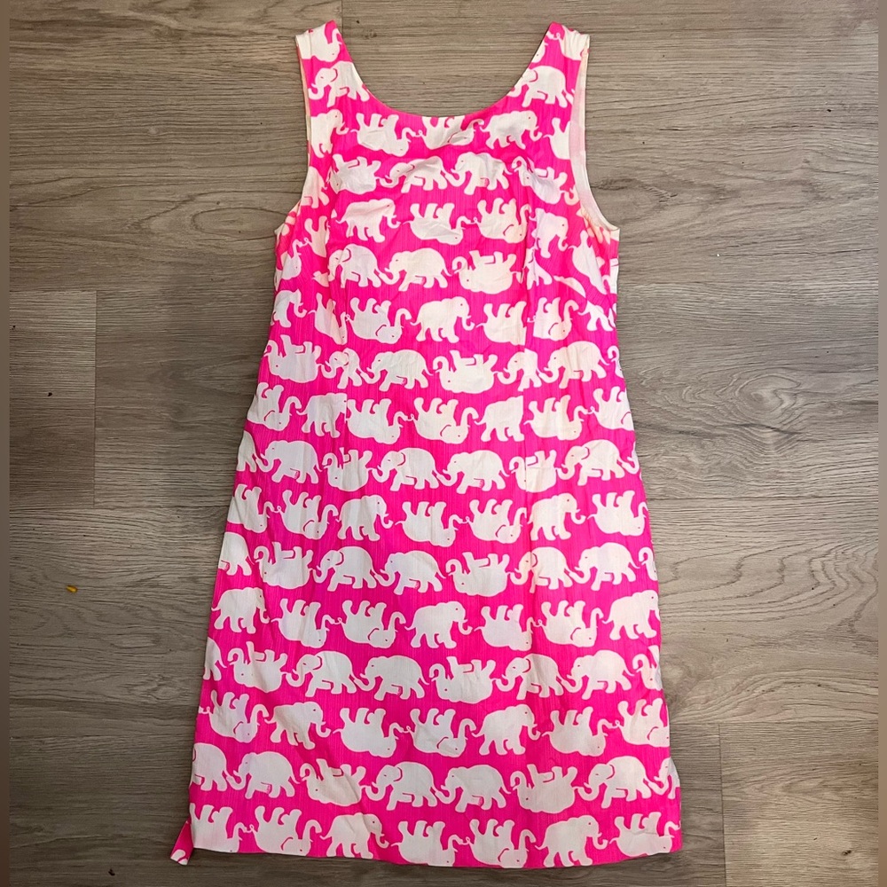 Lilly Pulitzer Bright Pink Elephant Mini Shift Dress, Size 2